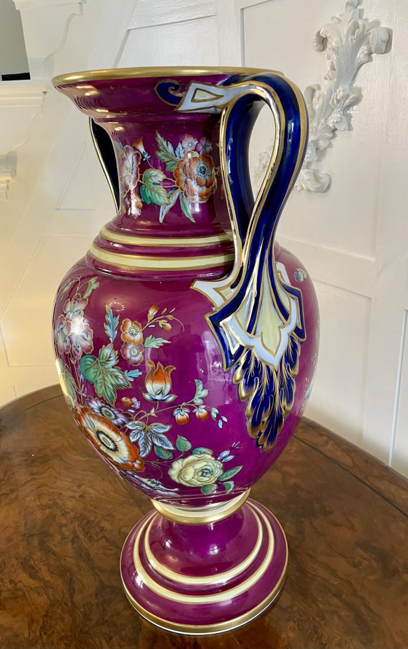Exceptional Large Staffordshire Porcelaneous Twin Handled Vase - Image 10